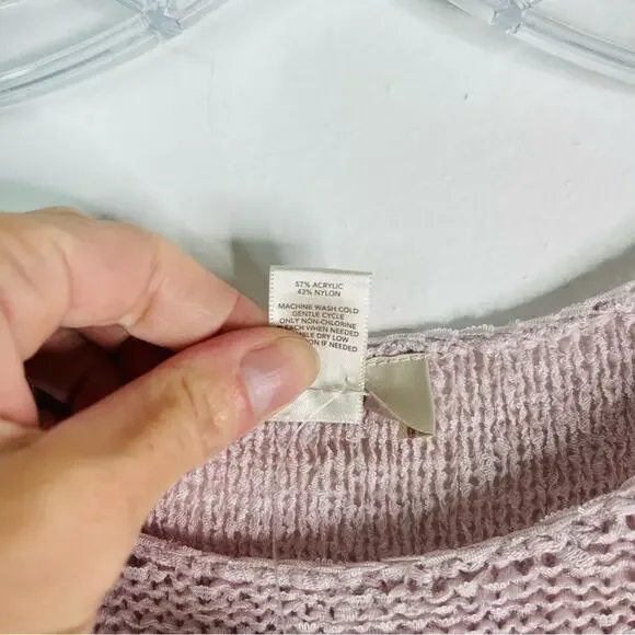 NWT Loft pink grey blue open knit boxy oversized preppy coastal top XS - Picture 7 of 7